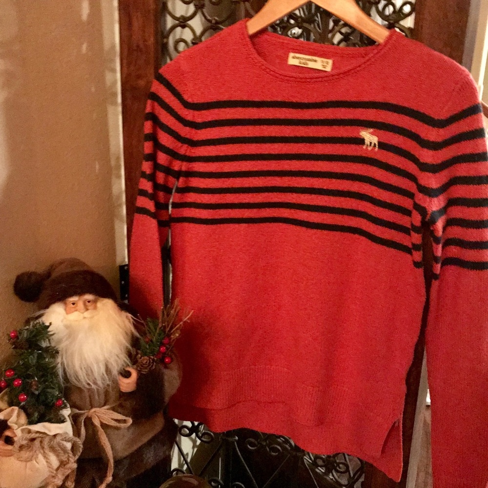 ❄️❄️❄️ABERCROMBIE KIDS peach/navy 11/12 sweater!